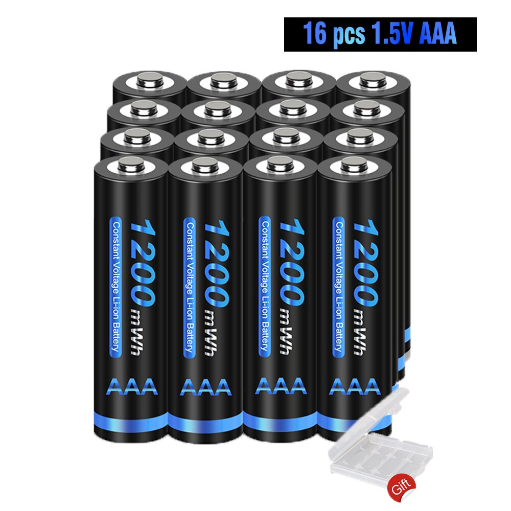 1.5V AAA Lithium Rechargeable Battery 1200mWh AAA 1.5V Li-ion li ion Battery For Remote control ,Wireless mouse aaa batteries: 16 PCS