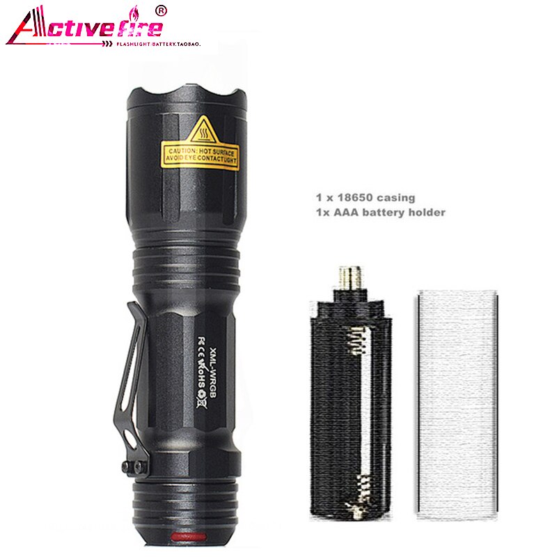 LED4 color in 1 flashlight, waterproof, zoom, suitable for camping and hiking, rechargeable red green, blue white bright light: RGB LED FLASHLIGHT