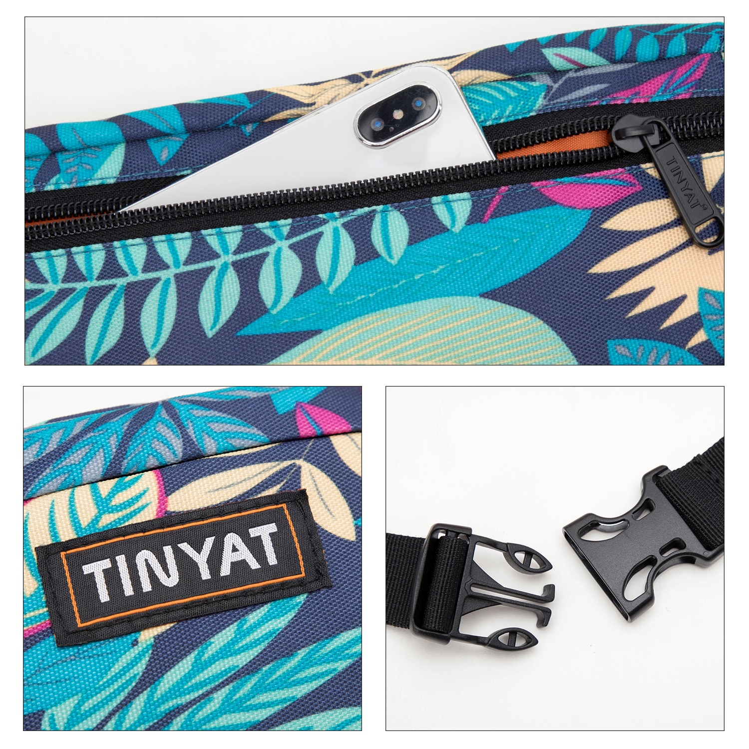 Tinyat Unisex Print Blad Taille Pack Tas Vrouwen Canvas Tas Riem Mode Ongedwongen Riem Pouch Vrouwelijke Reizen Banaan Tassen Mannen fanny