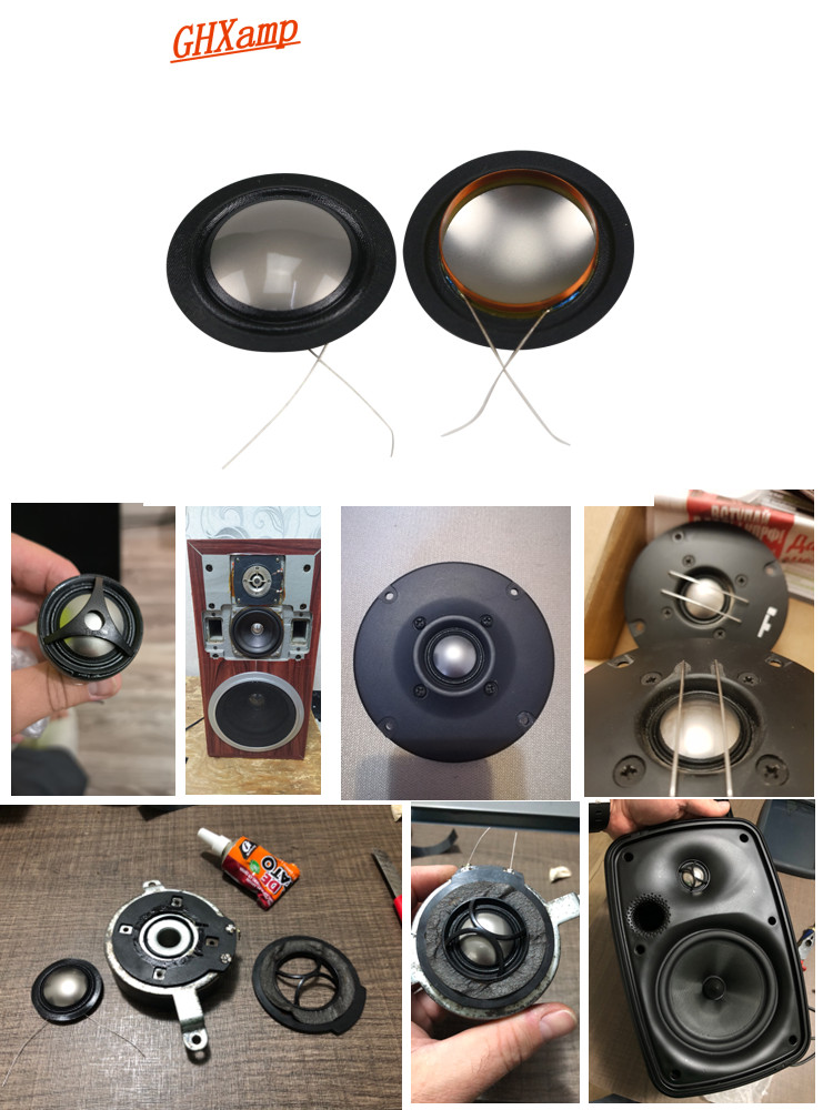 Ghxamp 25.4 MM cewka drgająca importowany metalowy tytanu kompozytowe jedwabiu membrany 25 rdzeń głośnik wysokotonowy głośnik naprawa po tej samej stronie 8OHM 1 pary