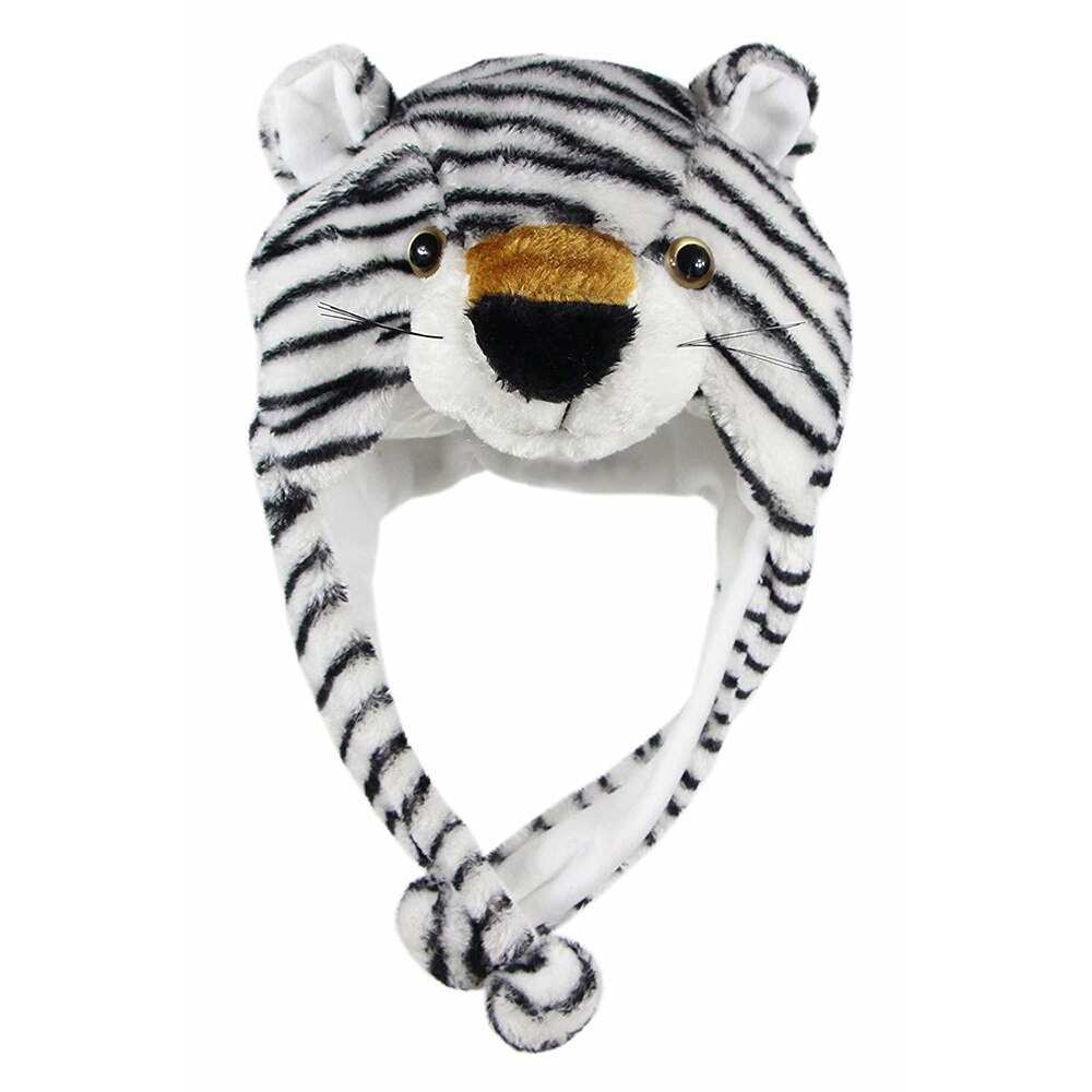 Cartoon Plush Animal Fuzzy Beanie Warm Hat Winter Adult Women Mens Children Cosplay Costume: snow leopard