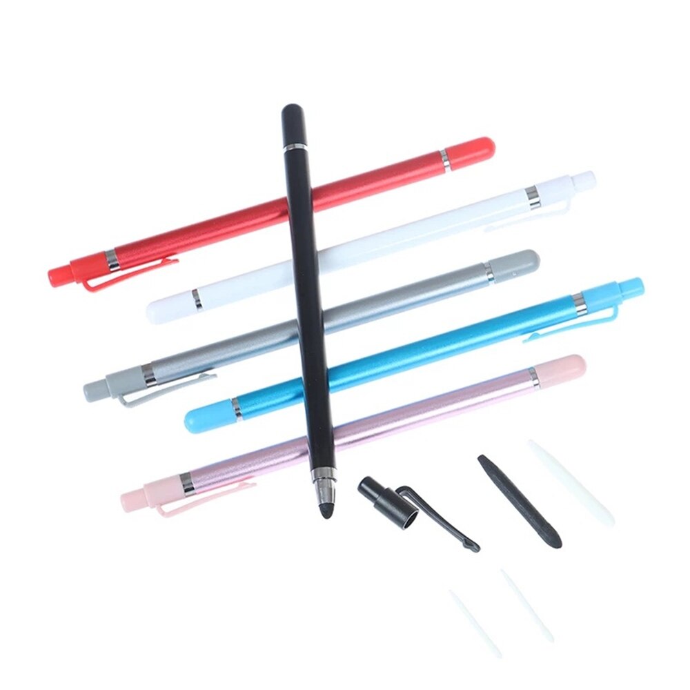 2 In 1 Dual Head Touch Screen Capactive Stylus Pen Thin Universal Writing Double Nibs Pencil For Tablet Phone PC Laptop Supplies