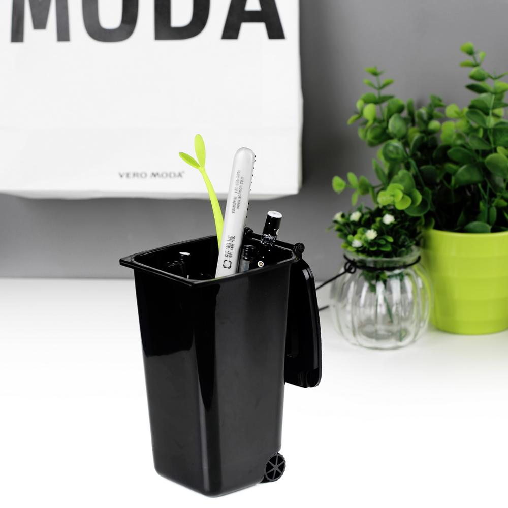 Mini Waste Bins Office Mini Plastic Wheelie Bin Desk Pen Organizer Stationery Organiser Sundry Storage Bucket