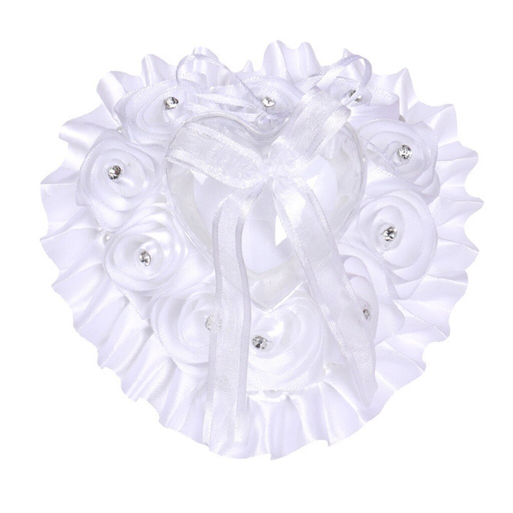 Wedding Ceremony Ring Bearer Pillow Cushion With Pearl Beaded Lace Silk #C