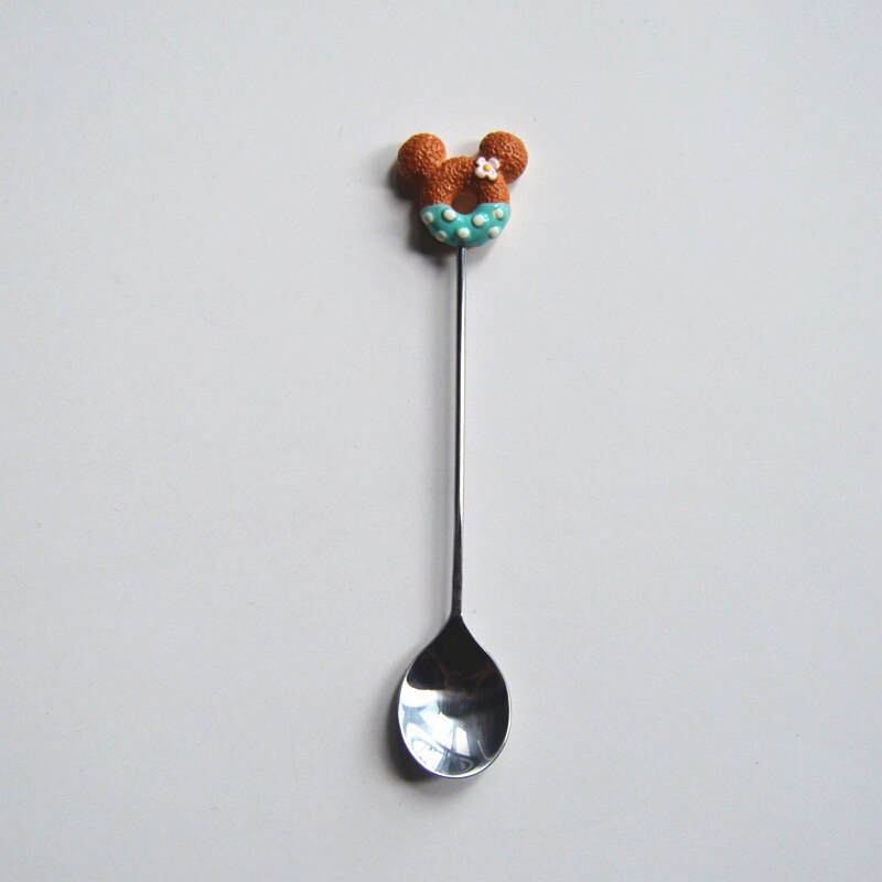 Cuillère à beignet en acier inoxydable, gâteau café Dessert thé glaces cuillères à remuer bonbons cuillère à thé mignonne de dessin animé 1 pièce: G