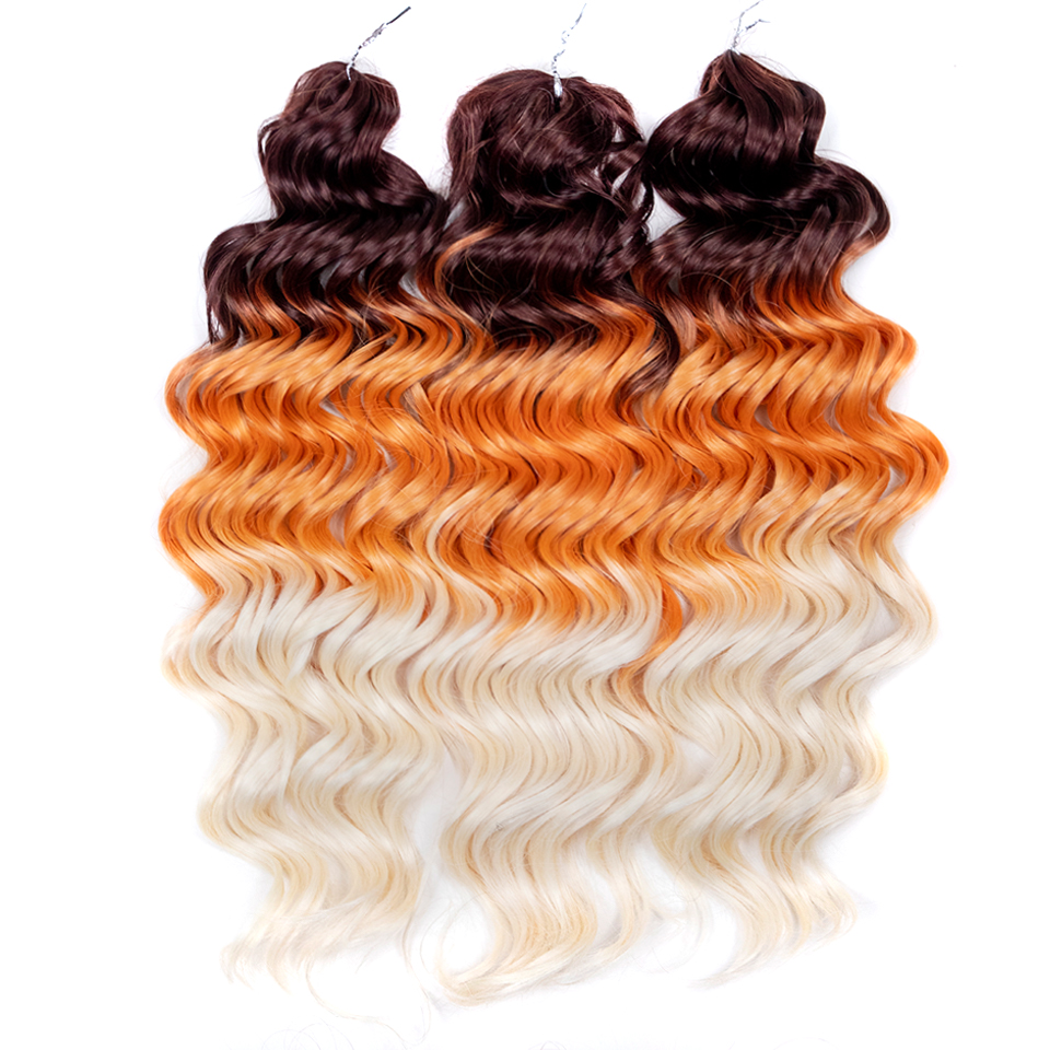 FREEDOM Hair Synthetic Deep Wavy Twist Crochet Hair 24 Inch /60cm Ombre Brown Blonde White Braiding Hair Extensions MANASI Hair: P1B/30
