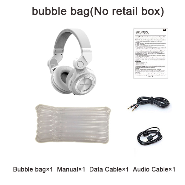 Bluedio T2 + Bluetooth Hoofdtelefoon Over-Ear Draadloze Opvouwbare Hoofdtelefoon met Mic BT 5.0 FM Radio Sd-kaart Headset: white bubble bag
