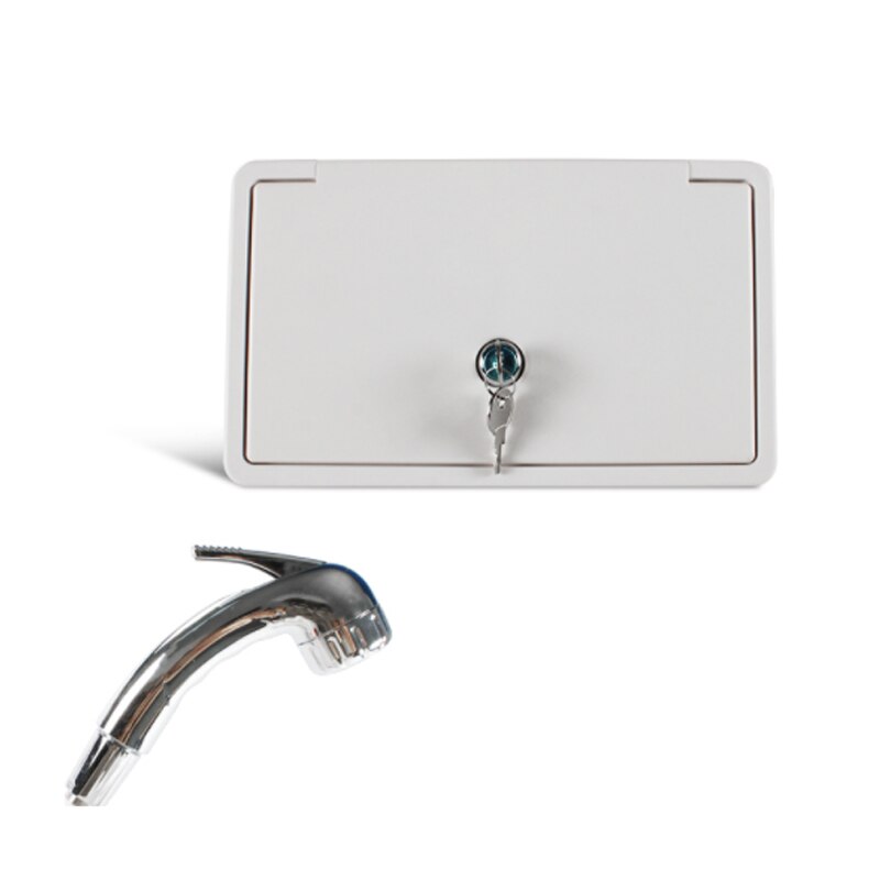 White RV Exterior Shower Box Kit with Lock Boat Marine Camper Motorhome Caravan Accessories