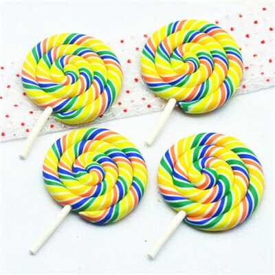 48mmX73mm Baked Polymer Clay Lollipop Miniatures|DIY Crafts embellishment materials|Clay Lollipop: COLOR 5-2PCS