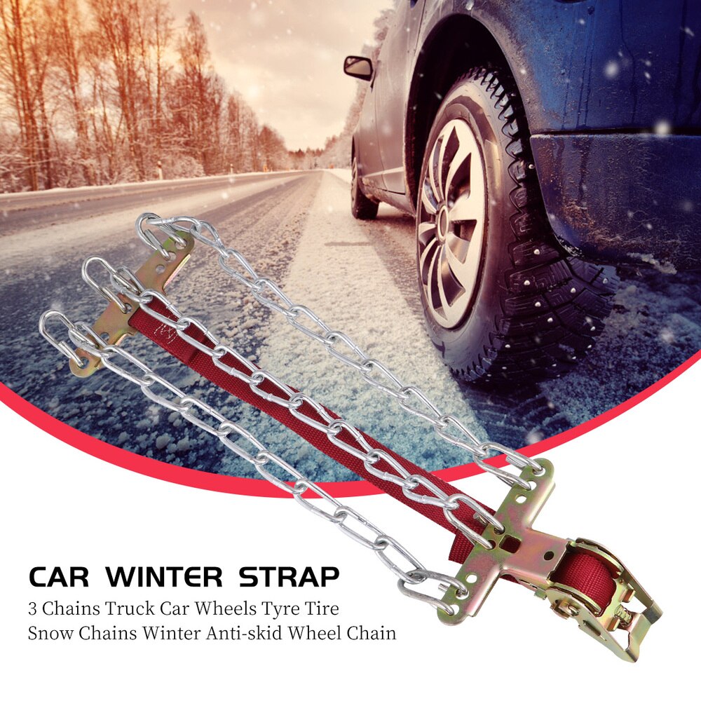 Cadenas de nieve para ruedas de coche y camión, cadenas antideslizantes para invierno, 3 cadenas