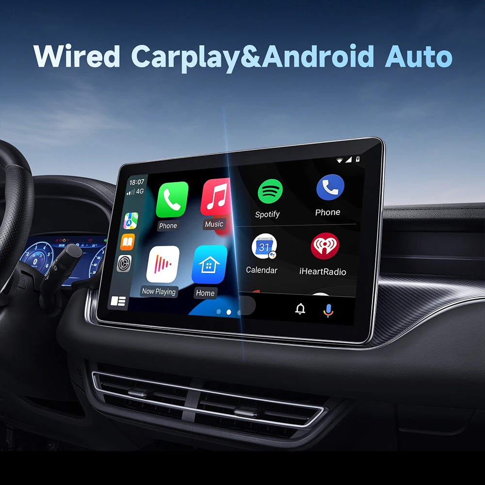 2 in 1 Wireless Carplay Adapter for Android iPhone Mini Box Double Head USB/Type-C Wired to Wireless Android Auto Adapter