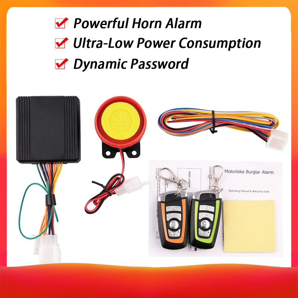 12V Motorrad Alarm System Anti-Diebstahl Alarm Universial Fahrrad Roller 125db Sicherheit Einbrecher Alarm System Doppel Fernbedienung