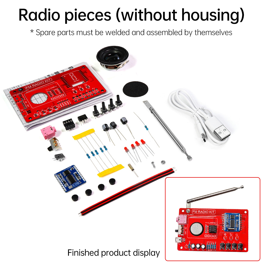 DIY Radio FM zestaw elektroniczny 87-108MHZ Radio FM zestaw do samodzielnego montażu części do ćwiczeń spawalniczych RDA580 DIY projekt lutowania praktyka lutowania: Black