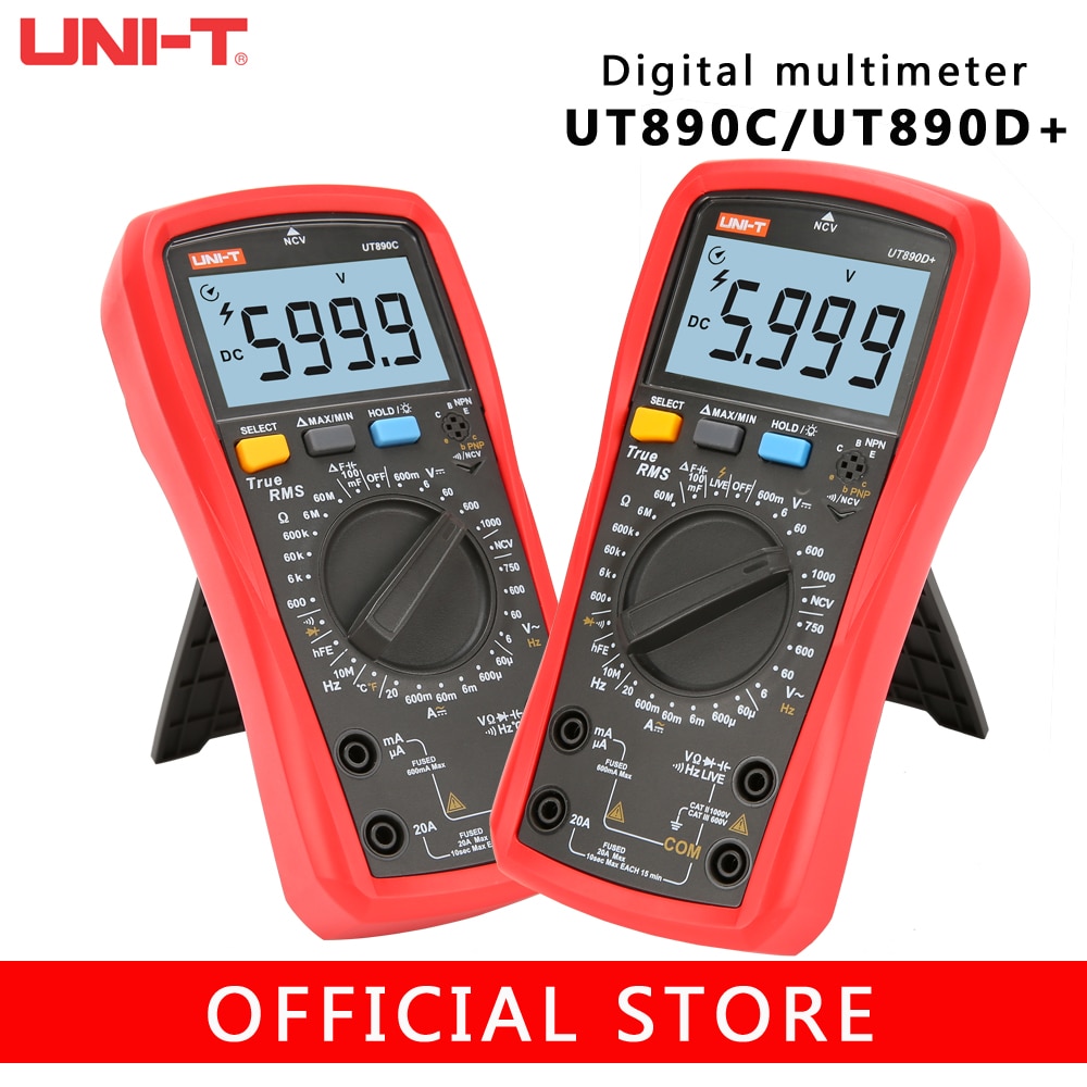Uni-t  ut890d+ ut890c true rms 6000 counts ac/dc live-functie ncv digitale multimeter met lcd-achtergrondverlichting, handheld