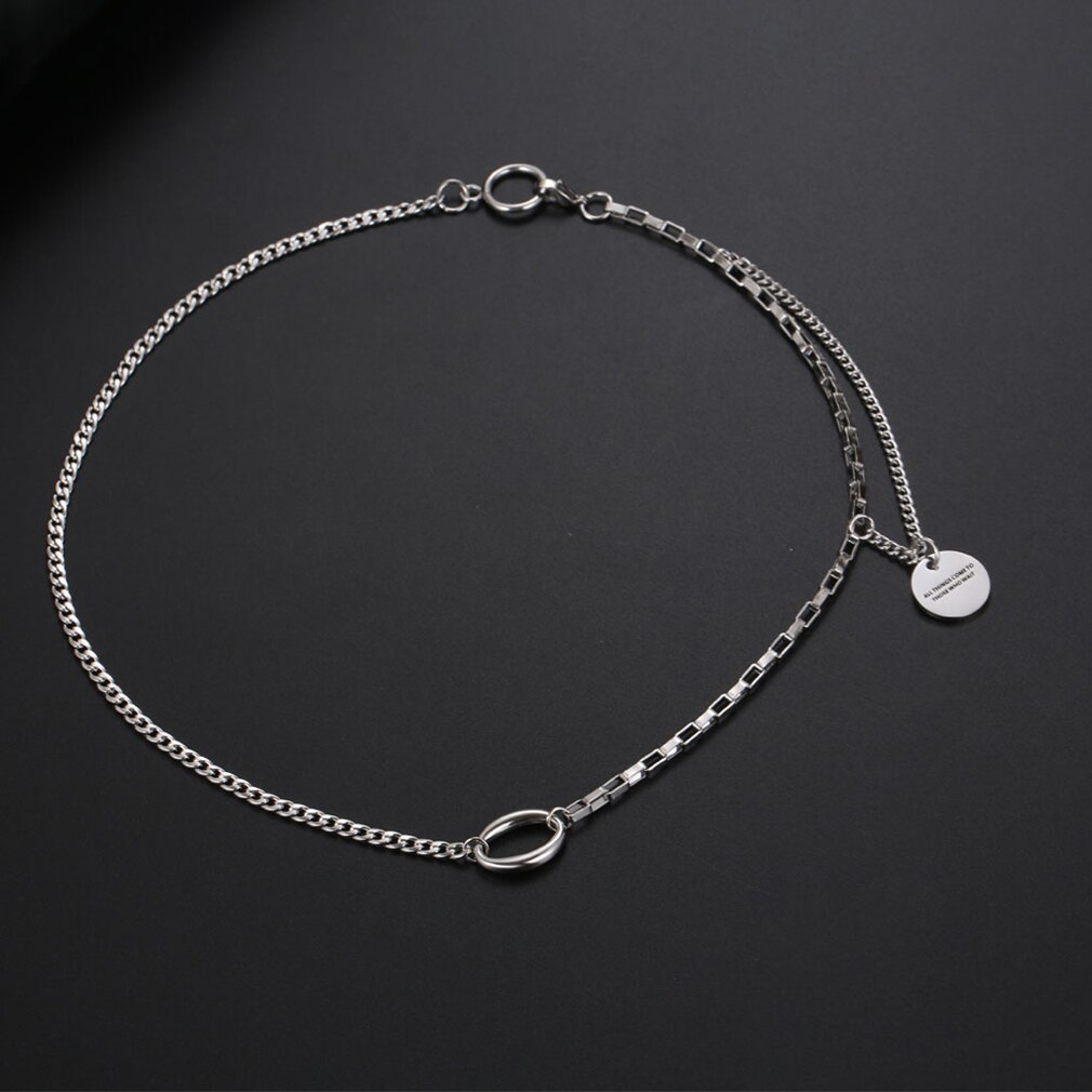Jhjt stainless steel link chain coin pendant necklaces for women men punk hip hop necklace jewelry female