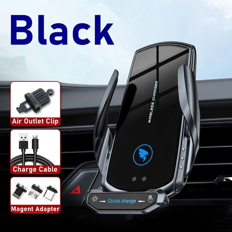 Tongdaytech 15W Car Wireless Charger Automatic Magnetic Fast Charger In Car Holder For Iphone XS 8 12 11 Pro Max Samsung Xiaomi: Original As Photo / Black