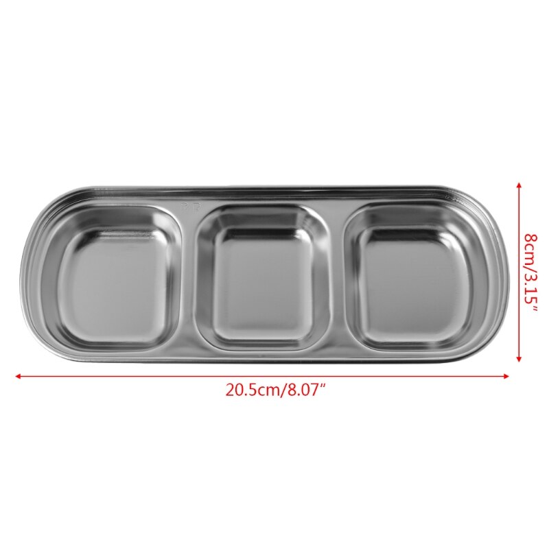 1- gitter / 2- gitter / 3- gitter rustfrit stål assorteret salatsauce dyppefad bakke skål køkkenservice: 3- gitter