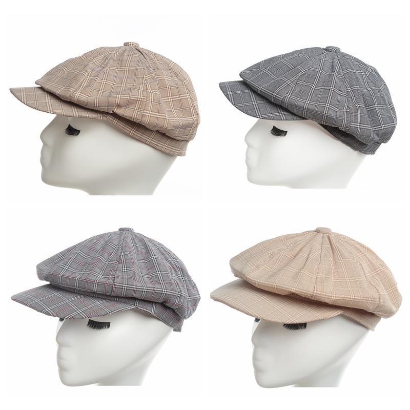 Octagonal cap Cotton and linen Octagonal cap for lady Autumn Winter Unisex lattices line elegance Newsboy cap