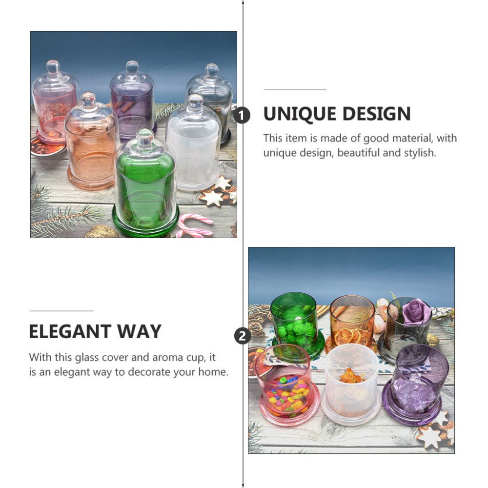 1 Set Decorative Glass Cover Aroma Cup Wedding Decor (Transparent)