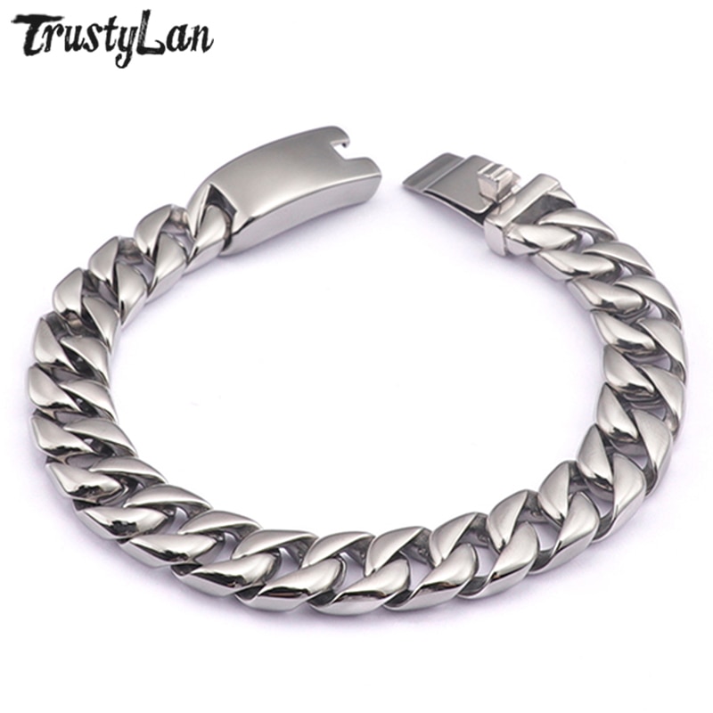 Trustylan trendy 316l titanium rustfrit stål armbånd mænd punk rock kæde & link herre armbånd til mænd smykker
