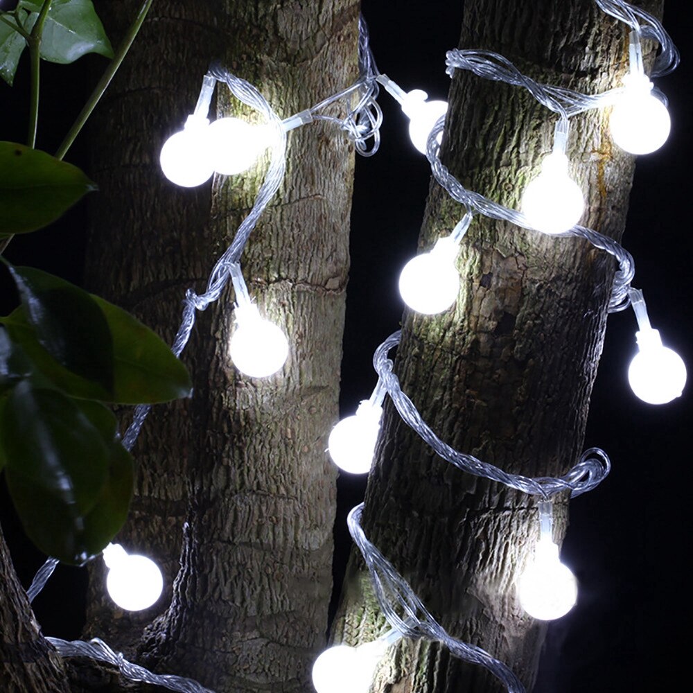 1.5M 3M 4M 5M Fairy Garland LED Ball String Lights Waterproof for Christmas Tree Wedding Home Indoor Decoration Battery Powered: 30 Balls Cold White