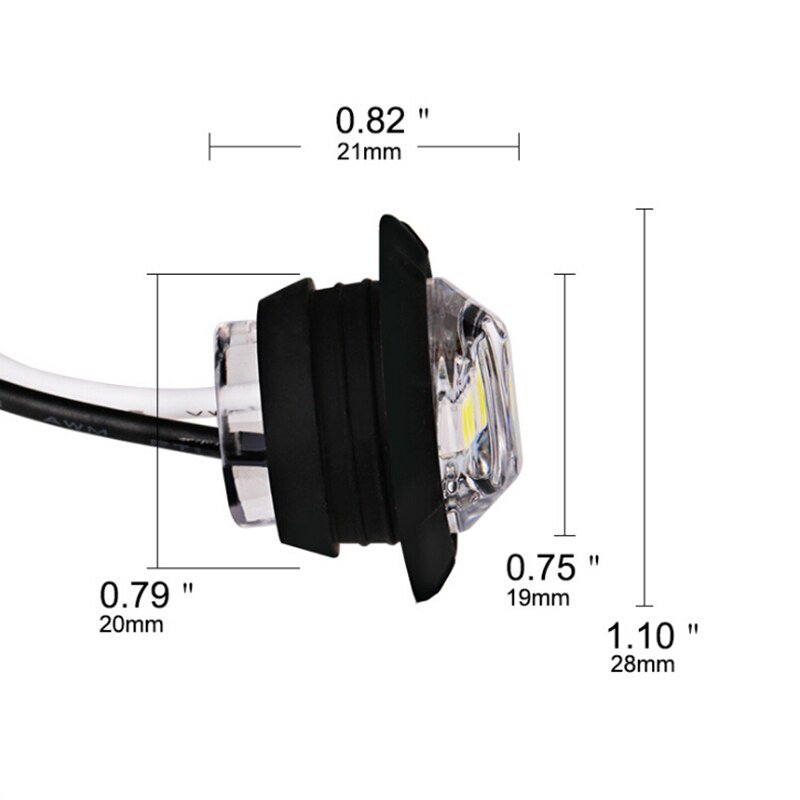 10 kpl mini 1 '' pyöreä keltainen led-valo edessä takasivu merkkivalot kuorma-auton perävaunun moottoripyörä 12v