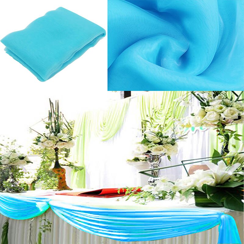 Tissu Organza avec ruban pur 10M x 1.35M | Couverture pour mariage, fournitures de décoration pour Banquet de mariage, célébrations d'hôtel: turquoise