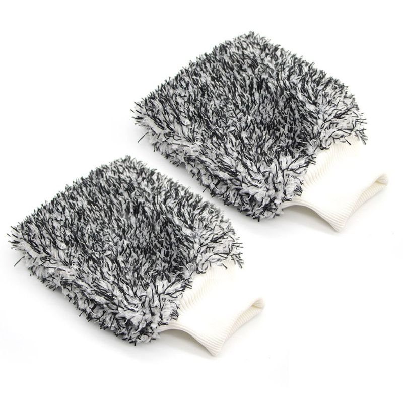 Gant De Lavage Microfibre Double Face - Pour Voiture Et Maison - 22x15cm - Couleur Aléatoire