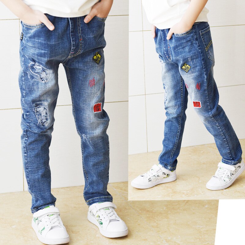 Calças de Brim do menino, meninos de Roupas infantis Calças Jeans Primavera e Outono Crianças Calças 3 4 5 6 7 8 9 10 11 12 13 anos de Idade