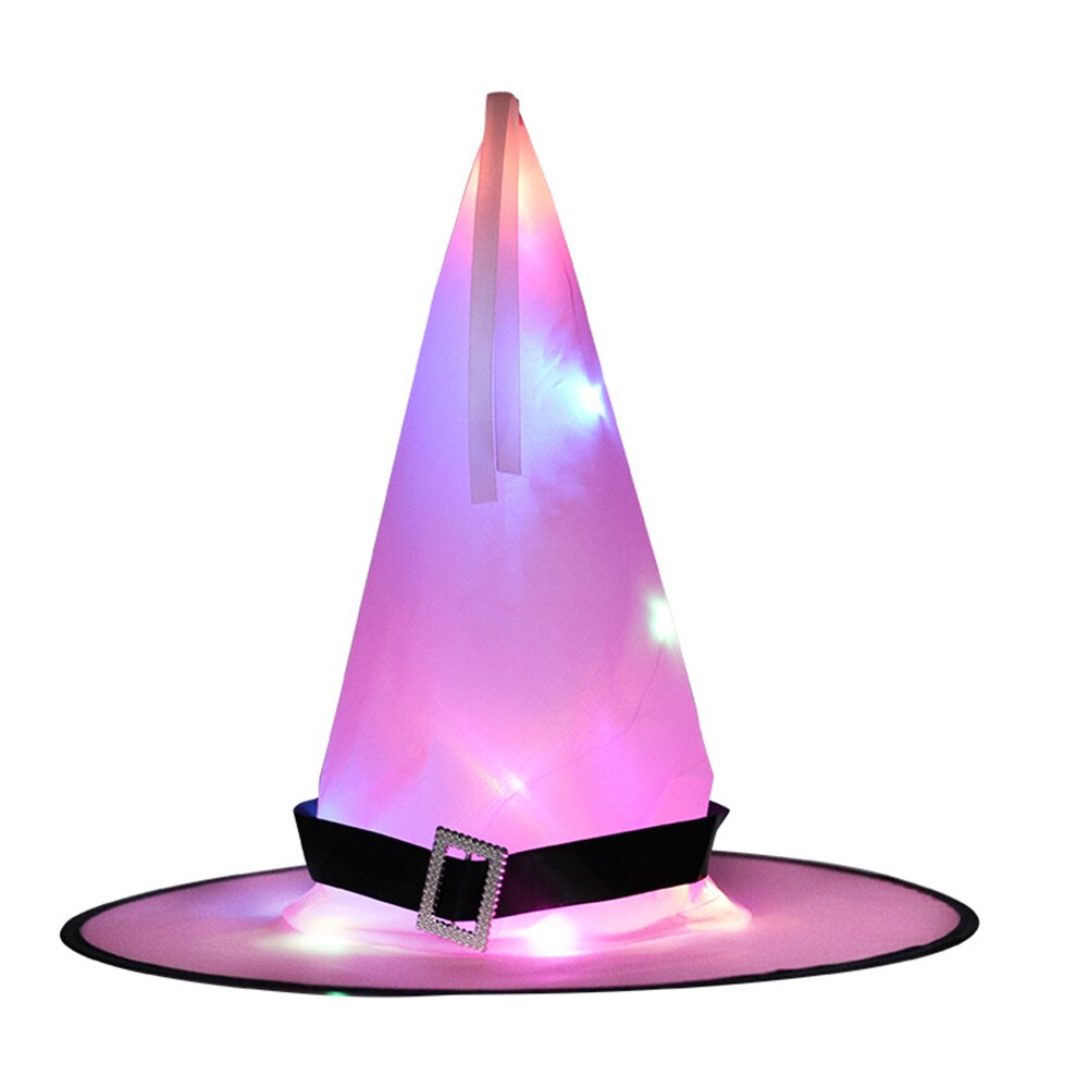 Neue Halloween Leuchtende Hexe Hütte mit LED Schnur Lichter Glänzende Kostüm Headwear für Außen Dekoration Cosplay Requisiten: Rosa