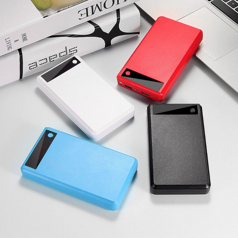 Dual USB 6x 18650 Batteries DIY Power Bank Box Holder Case with LED Light Charger Power Adapter For Mobile Phone Tablet