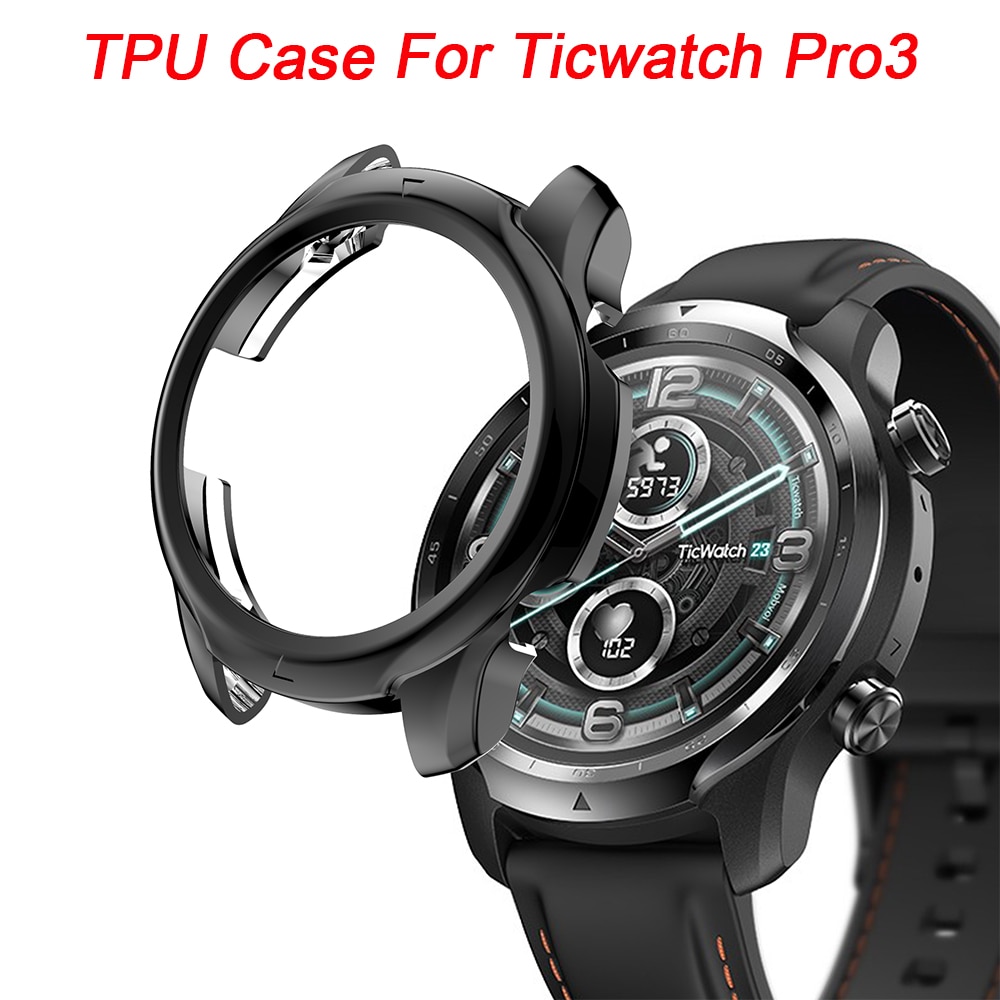 Tpu Plating Zacht Glas Screen Protector Case Cover Shell Edge Frame Voor Ticwatch Pro 3 Beschermende Bumper Volledige Horloge case
