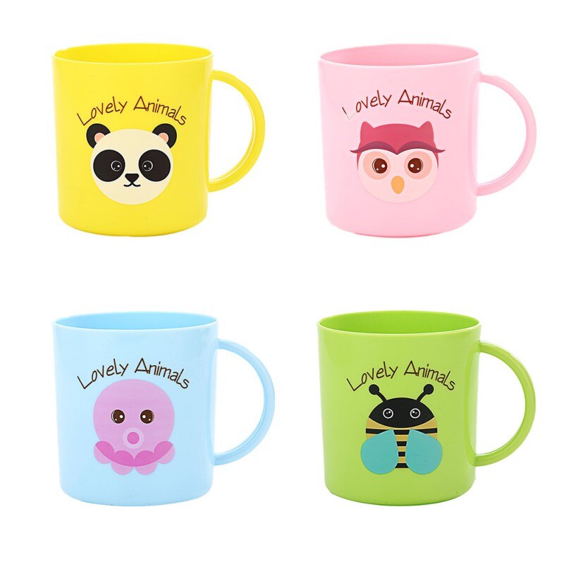 Kids Cup Toddler Child Plastic Drinking Cups Cartoon Printing Resuable Drinking Cup Handle Random Color