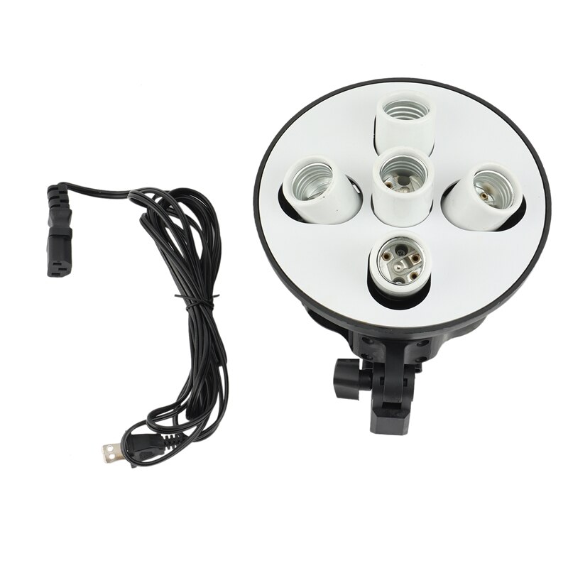 5 Socket E27 Light Lamp Bulb Head Bracket Umbrella Holder Adapter for Photo Studio Softbox, 5 Lamp Bulb Base: Dark Grey