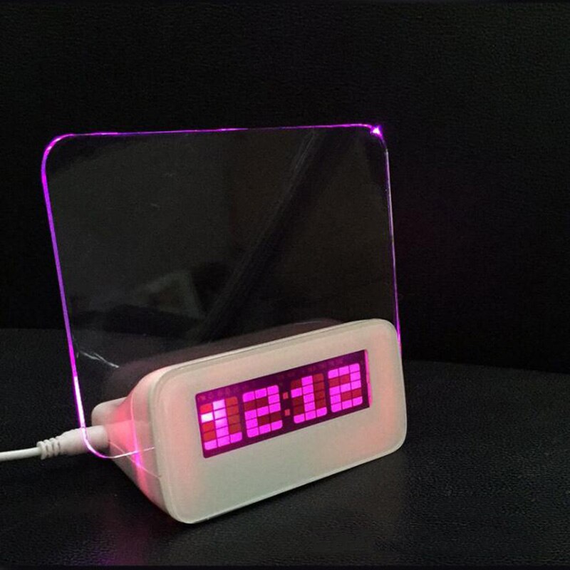 Creativity LED Leave A Message Alarm Clock Student Couple Birthday Valentine Desktop 4 USB Powered Clocks Table Home Decor: Pink