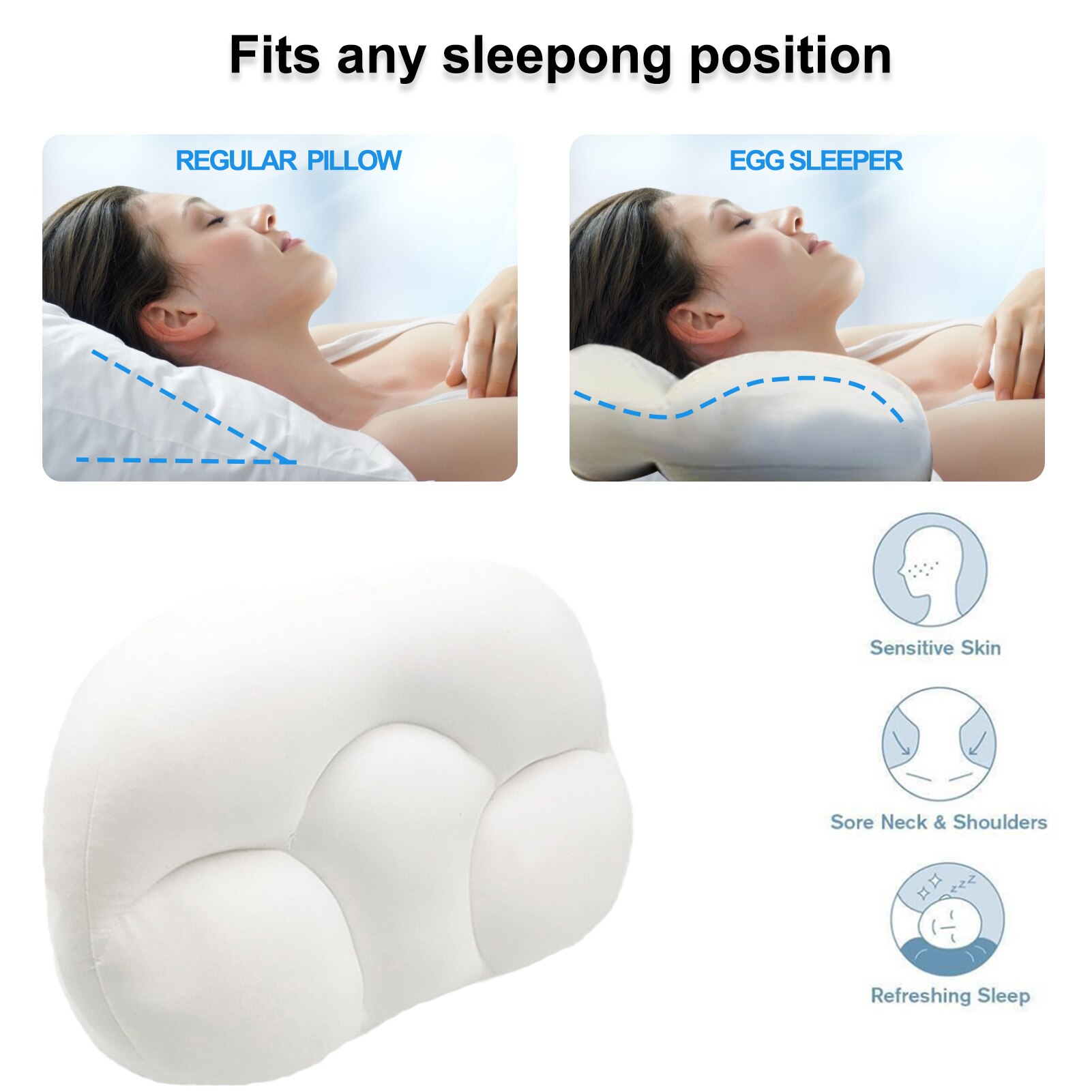 Cervicale Kussen Ei Memory Foam Vormige Polyester Bescherming Hals Ontspanning Zachte Ademend Gezondheid Voor Diep Slapen Beddengoed