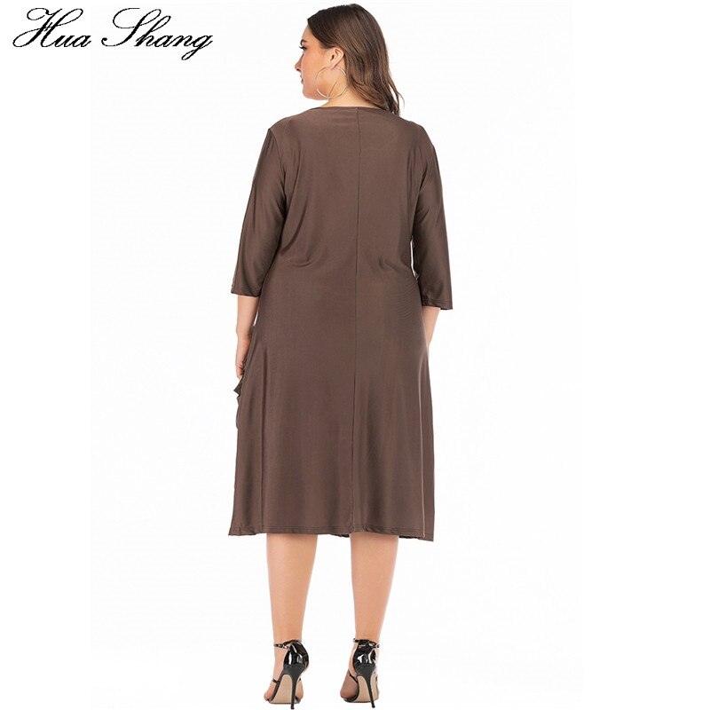 5xl 6xl plus size løs oversize kjole kvinder sommer o-hals trekvart ærmer solid afslappet kjole lommer dame tunika kjoler