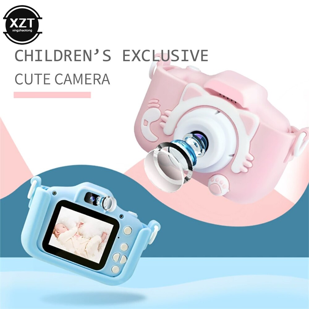 Cartoon Baby Camera 2.0 inch Screen Kid Mini Digital Camera 12MP Photo Sticker Video Game 2000w HD Camera with 600mAh Toy