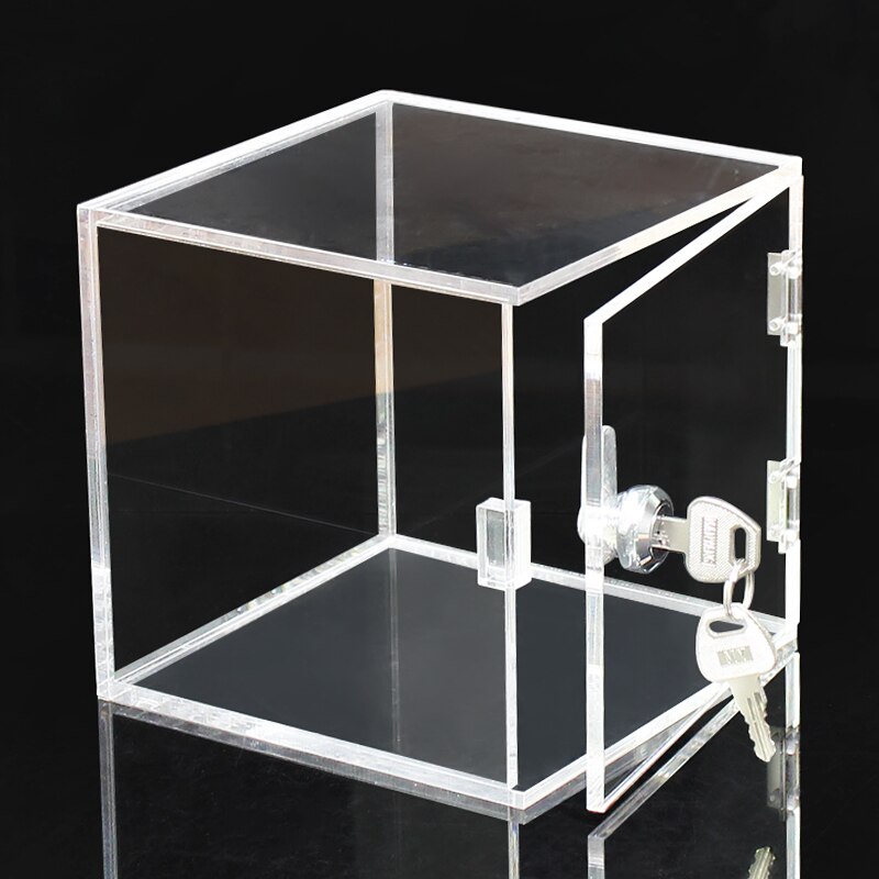Family desktop model with lock storage box transparent dustproof acrylic square collection and display rack box