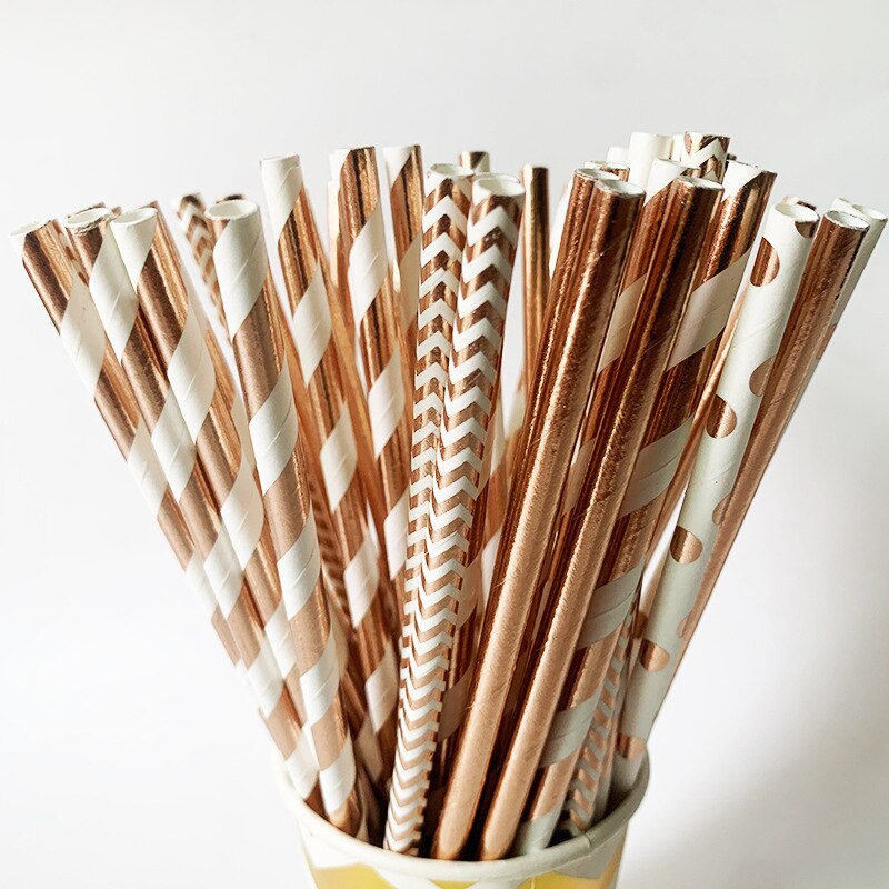 25 Stuks Stro Drinken Papier Rietjes Gunst Voor Bruiloft Decoratie Anniversary Dag Baby Shower Party Verjaardagslevering: 1