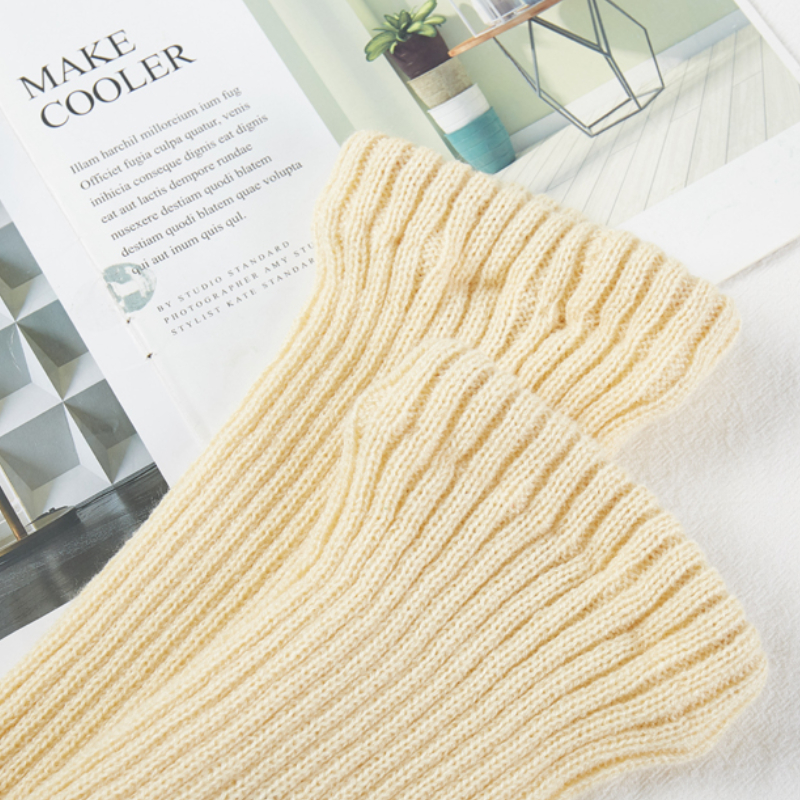 Chaussettes Tube longues en tricot pour femmes, chauffe-jambes, couleur unie, Simple, très élastique, pour l&#39;extérieur, hiver, , doux, ,