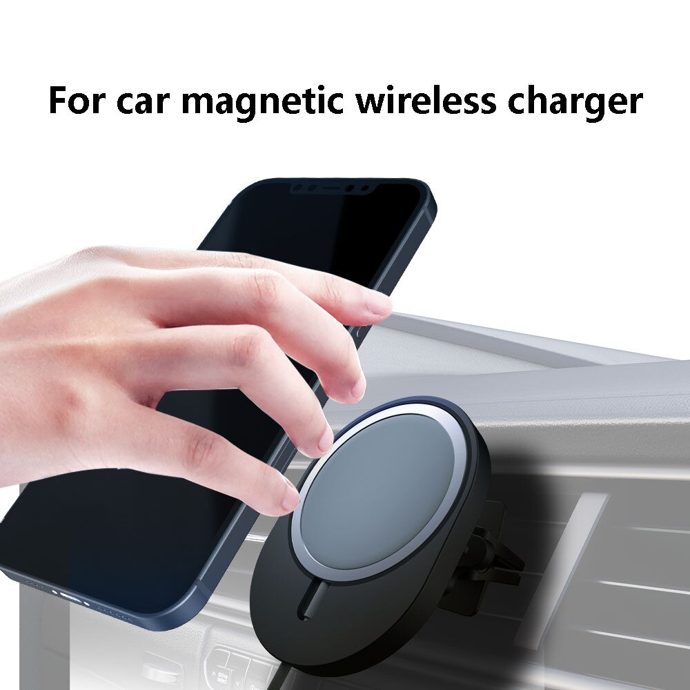 Magnetic Car Charger for Magsafe iPhone 12 Series - 15W Wireless Charging Mount - Vent & Dashboard Holder