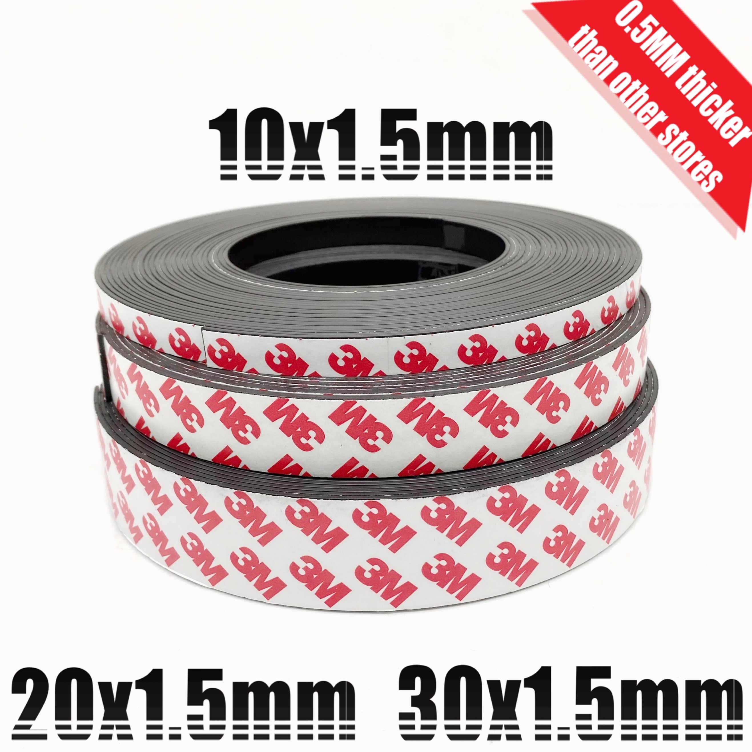 1Meter Zelfklevende Flexibele Magnetische Strip 10*1 20*1 30*1 1M Rubber Magneet tape Breedte 10Mm 20Mm 30Mm Dikte 1.5Mm