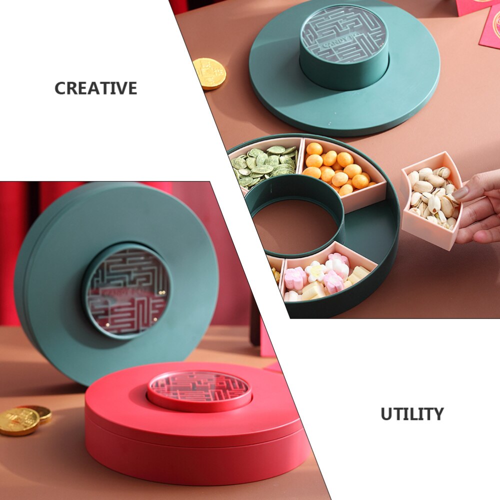 1pc Home Candy Box Compartments Dried Fruit Candy Box Food Storage Plate