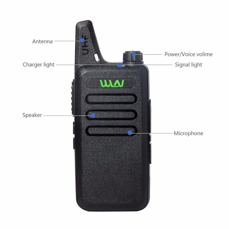 2PCS WLN KD-C1 Walkie Talkie UHF 400-470 MHz 5W Power 16 Channel Kaili MINI handheld Transceiver C1 Two Way Radio