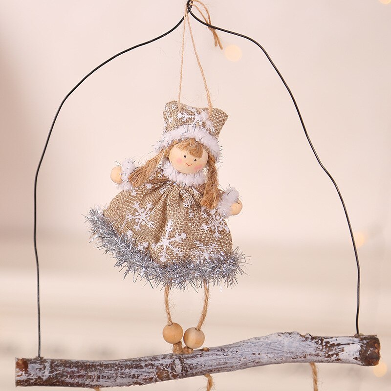 Juletræspynt engeldukker navidad ornamenter kerst natal dekor juledekoration til hjemår børn: Pige khaki