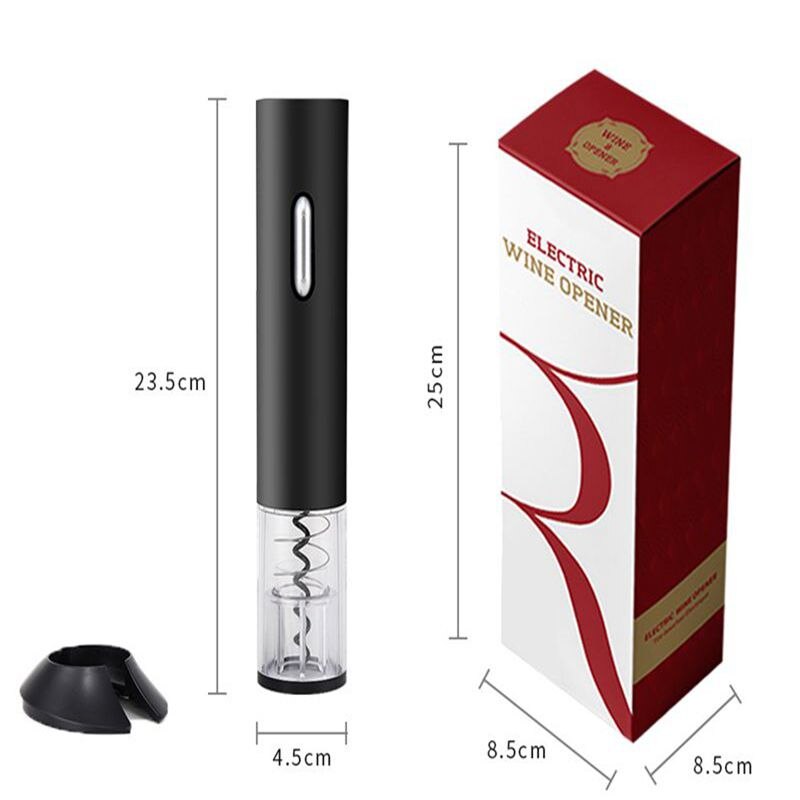 Dry Battery Electric Wine Opener Automatic Bottle Opener Corkscrew Red Wine Opener Foil Cutter Set for Kitchen Tool: Black