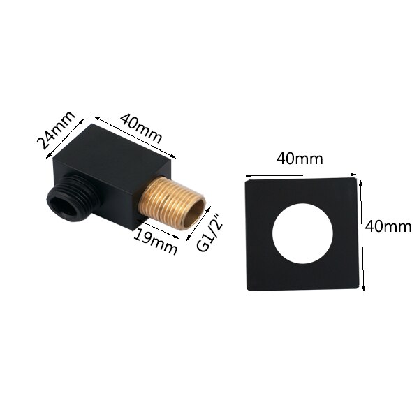 Water Outlet Spout Solid Brass Concealed Shower Plumbing Hose Connector: black H style