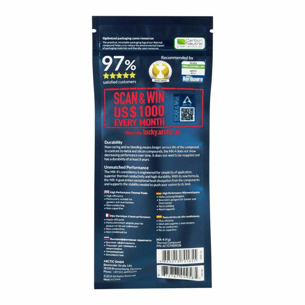 Arctic Cooling Mx-4 4GR-FOR PC PS3 PS4 PS5 XBOX EEN Artic Ac CPU Koelpasta THERMISCHE