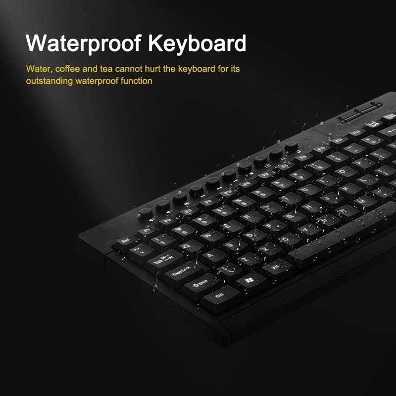 Multimedia Keyboard Wired Silent Keyboard Waterproof Gaming Keyboard for Laptop PC USB Keyboard